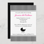 かわいいベビーカーのシルエットガールベビーシャワー 招待状 (正面/裏面)