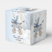 かわいいベビーカー青フローラ美しいパーティー フェイバーボックス (裏面サイド)