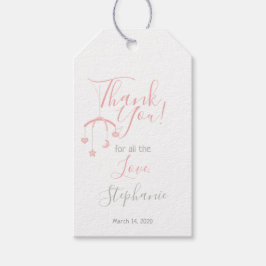 かわいいベビーガールと彼女の携帯ベビーシャワー ギフトタグ