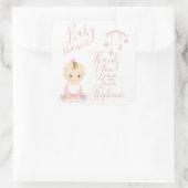 かわいいベビーガールと彼女の携帯ベビーシャワー スクエアシール (バッグ)