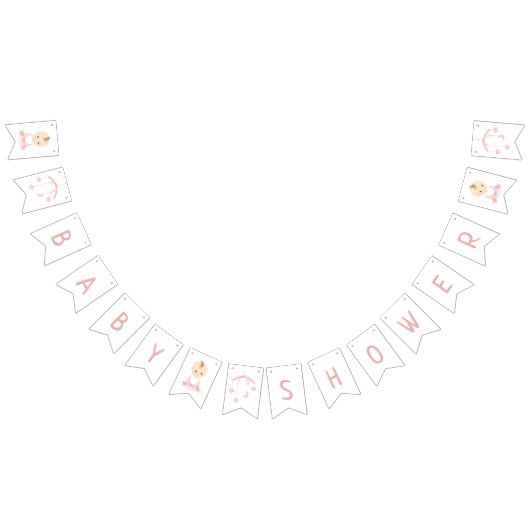かわいいベビーガールと彼女の携帯ベビーシャワー バンティングフラッグ (全)