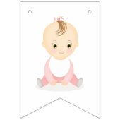 かわいいベビーガールと彼女の携帯ベビーシャワー バンティングフラッグ (第1の旗)