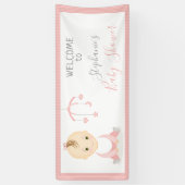 かわいいベビーガールと彼女の携帯ベビーシャワー 横断幕 (縦)