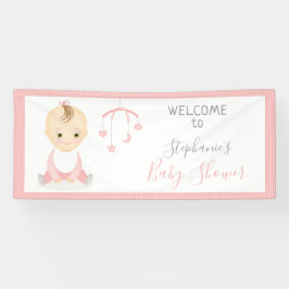かわいいベビーガールと彼女の携帯ベビーシャワー 横断幕