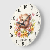 かわいいベビーガールの名前を追加 ラージ壁時計 (傾斜)