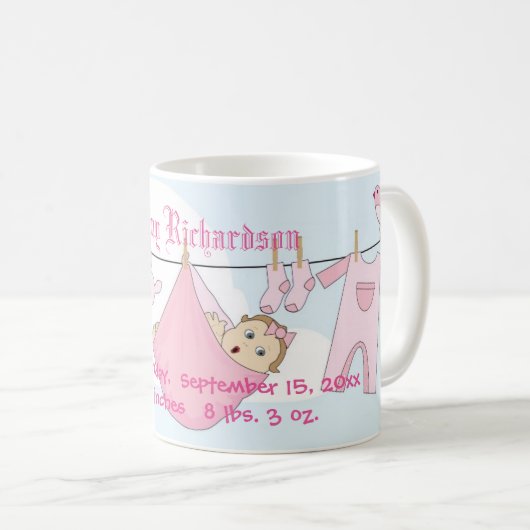 かわいいベビーガールの服飾ライン コーヒーマグカップ (正面右)