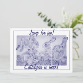 かわいいベビーガールまたはボーイバニーアートパーソナライズされた誕生 案内状 (スタンド正面)