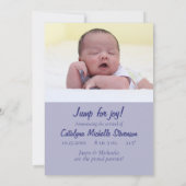 かわいいベビーガールまたはボーイバニーアートパーソナライズされた誕生 案内状 (裏面)