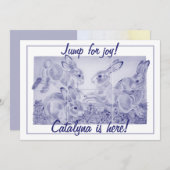 かわいいベビーガールまたはボーイバニーアートパーソナライズされた誕生 案内状 (正面/裏面)