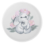 かわいいベビーガールエレファントデッキ セラミックノブ (正面)