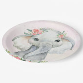 かわいいベビーガールエレファントベビーシャワー紙プレート ペーパープレート (アングル)