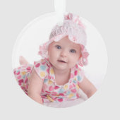 かわいいベビーガールエレファント初めてのクリスマスフォトピンク オーナメント (裏面)