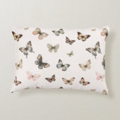 かわいいベビーガールカスタムモノグラムバタフライパターン アクセントクッション (裏面)