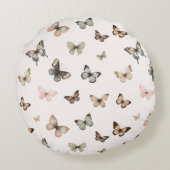 かわいいベビーガールカスタムモノグラムバタフライパターン ラウンドクッション (裏面)