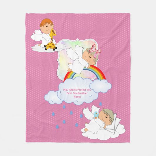 かわいいベビーガールゴッドドーターエンジェルスフリース フリースブランケット (正面)