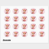 かわいいベビーガールシカ ラウンドシール (シート)