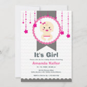 かわいいベビーガールシャワー招待状 招待状 (正面)
