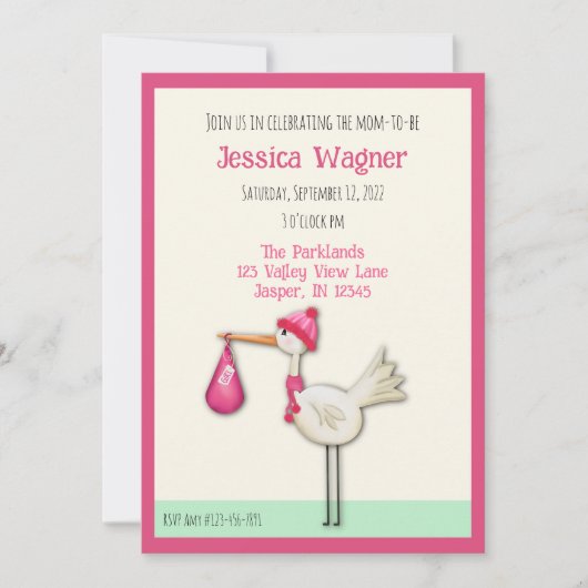 かわいいベビーガールストークインスピリシティシャワー招待状 招待状 (正面)