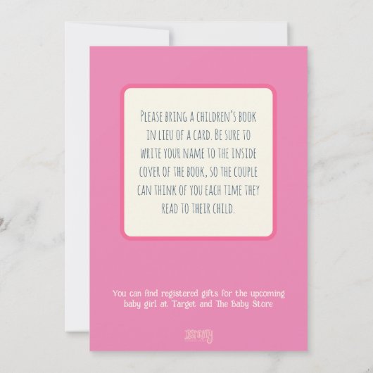 かわいいベビーガールストークインスピリシティシャワー招待状 招待状 (裏面)