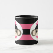 かわいいベビーガールソックモンキーブラックピンクストライプ色 マグカップ (中央)