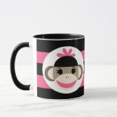 かわいいベビーガールソックモンキーブラックピンクストライプ色 マグカップ (左)