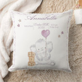 かわいいベビーガールゾウとバルーンウォーター色 クッション (ブランケット)