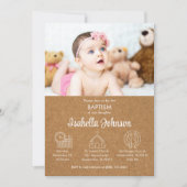 かわいいベビーガールバウティゾインビタシオンバプテモダンィス 招待状 (正面)