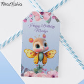 かわいいベビーガールバタフライピンクフローラキッド誕生日 ギフトタグ