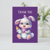 かわいいベビーガールバニーのメッセージを追加 サンキューカード (スタンド正面)