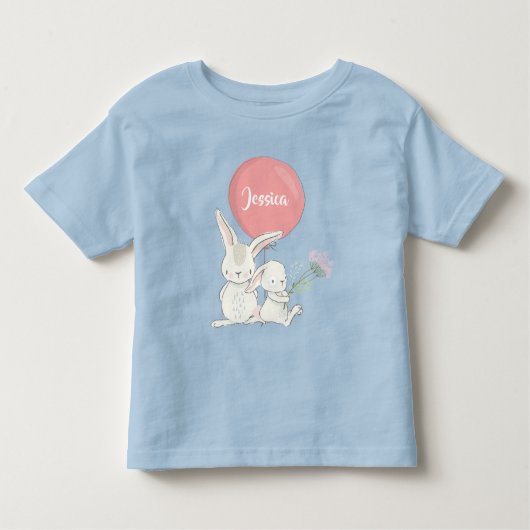 かわいいベビーガールバニーの名前 トドラーTシャツ (正面)