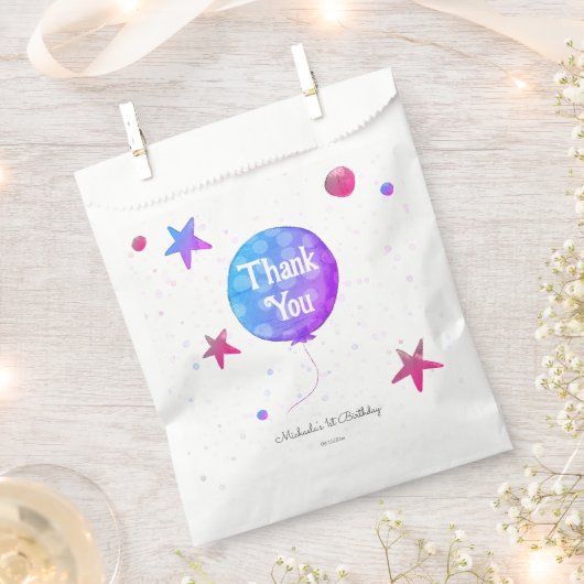 かわいいベビーガールバルーン1st誕生日 フェイバーバッグ (クリップ留めされた状態)