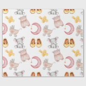 かわいいベビーガールパステル赤面ボホベビーカーおしゃぶり ラッピングペーパー (フラット)