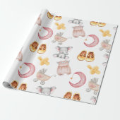 かわいいベビーガールパステル赤面ボホベビーカーおしゃぶり ラッピングペーパー (アンロールド)