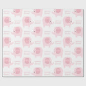 かわいいベビーガールピンエレファントラッピング紙 ラッピングペーパー (フラット)