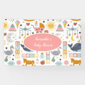 かわいいベビーガールピンクのおもちゃパターン赤ちゃんシャワー 横断幕 (横)
