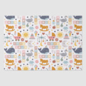 かわいいベビーガールピンクのおもちゃパターン赤ちゃんシャワー 薄葉紙 (正面)