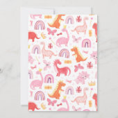 かわいいベビーガールピンクディノ恐竜子供の誕生日 招待状