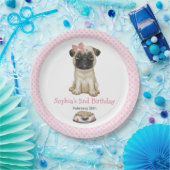 かわいいベビーガールピンクパグ紙プレート ペーパープレート (パーティー)