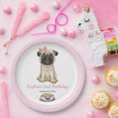 かわいいベビーガールピンクパグ紙プレート ペーパープレート (パーティー)