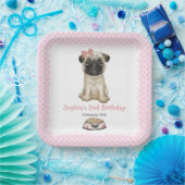 かわいいベビーガールピンクパグ紙プレート ペーパープレート (パーティー)