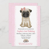 かわいいベビーガールピンク招待状 招待状 (正面/裏面)