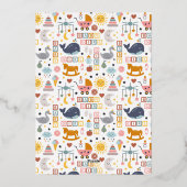 かわいいベビーガールピンク柄ベビーシャワー金ゴールド 箔招待状 (裏面)