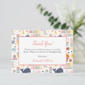 かわいいベビーガールピンク柄ベビーシャワー サンキューカード (スタンド正面)