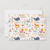 かわいいベビーガールピンク柄ベビーシャワー サンキューカード (裏面)