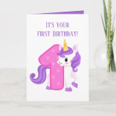 かわいいベビーガールファースト誕生日 カード (正面)