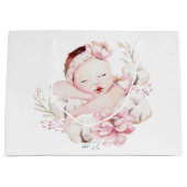 かわいいベビーガールベビーシャワー ラージペーパーバッグ (正面)