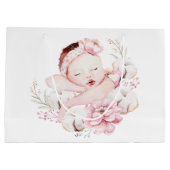 かわいいベビーガールベビーシャワー ラージペーパーバッグ (裏面)