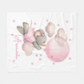 かわいいベビーガールマウスバルーン フリースブランケット (正面(横))