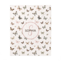 かわいいベビーガールモノグラム名赤面蝶