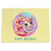 かわいいベビーガールユニコーン8誕生日 ラージペーパーバッグ (正面)